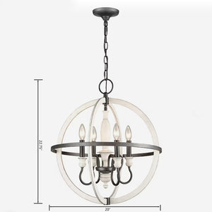Atlas Brownell Chandelier - Rustic European Charm with Antique Wood and Elegant Curved Frame Design Anvil Iron 20'' CL11101-BK