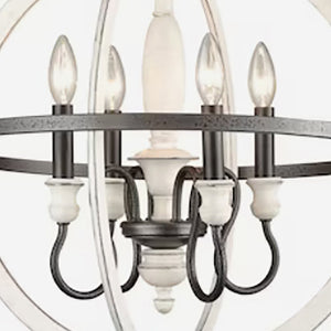 Atlas Brownell Chandelier - Rustic European Charm with Antique Wood and Elegant Curved Frame Design Anvil Iron 20'' CL11101-BK