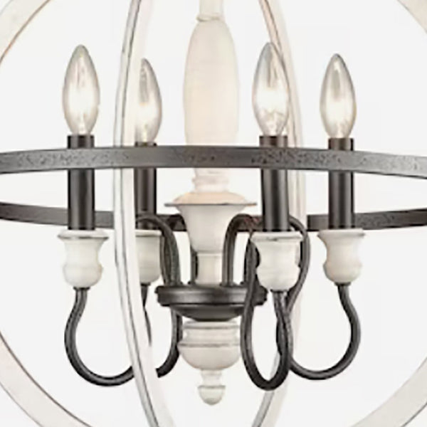 Atlas Brownell Chandelier - Rustic European Charm with Antique Wood and Elegant Curved Frame Design Anvil Iron 20'' CL11101-BK