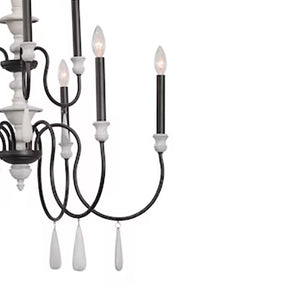 Atlas Brownell Chandelier - Rustic European Charm with Antique Wood and Elegant Curved Frame Design Anvil Iron 30'' CL11103-BK