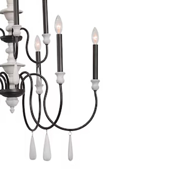 Atlas Brownell Chandelier - Rustic European Charm with Antique Wood and Elegant Curved Frame Design Anvil Iron 30'' CL11103-BK