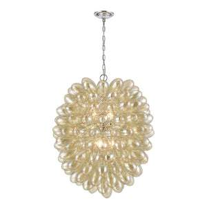 Atlas Bubble 26'' Wide 6-Light Chandelier - Chrome & Amber Glass - Coastal Modern Design for Bright Spaces CL11104-CH