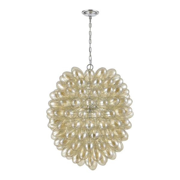 Atlas Bubble 26'' Wide 6-Light Chandelier - Chrome & Amber Glass - Coastal Modern Design for Bright Spaces CL11104-CH