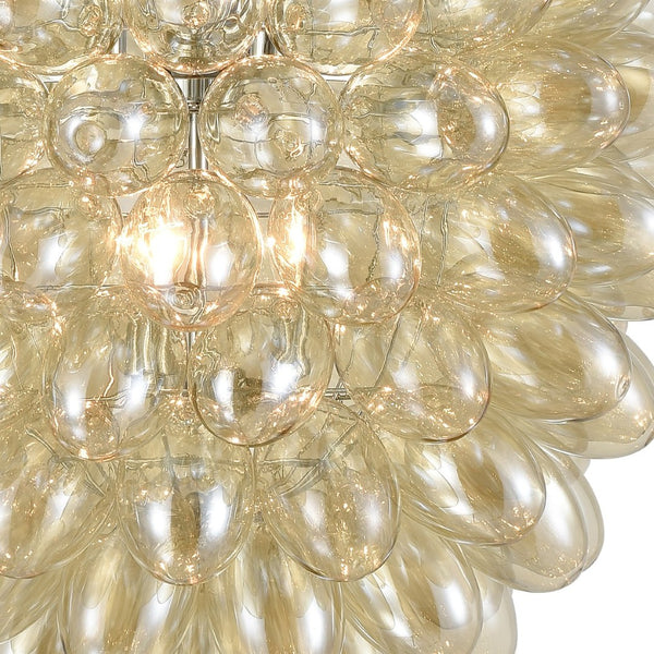 Atlas Bubble 26'' Wide 6-Light Chandelier - Chrome & Amber Glass - Coastal Modern Design for Bright Spaces CL11104-CH