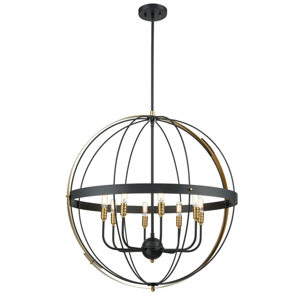 Atlas Caldwell 32" Wide 8-Light Chandelier - Modern Transitional Design in Matte Black & Satin Brass Finish CL11105-BK