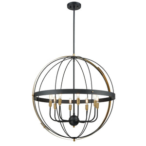 Atlas Caldwell 32" Wide 8-Light Chandelier - Modern Transitional Design in Matte Black & Satin Brass Finish CL11105-BK