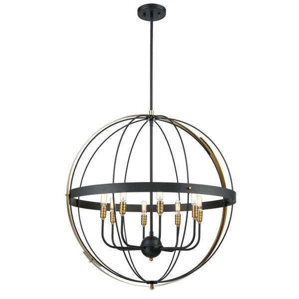 Atlas Caldwell 32" Wide 8-Light Chandelier - Modern Transitional Design in Matte Black & Satin Brass Finish CL11105-BK