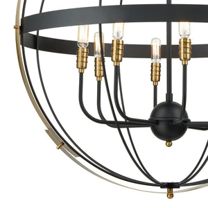 Atlas Caldwell 32" Wide 8-Light Chandelier - Modern Transitional Design in Matte Black & Satin Brass Finish CL11105-BK