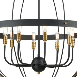 Atlas Caldwell 32" Wide 8-Light Chandelier - Modern Transitional Design in Matte Black & Satin Brass Finish CL11105-BK