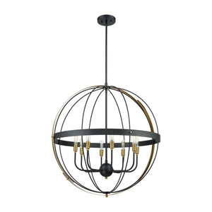 Atlas Caldwell 32" Wide 8-Light Chandelier - Modern Transitional Design in Matte Black & Satin Brass Finish CL11105-BK