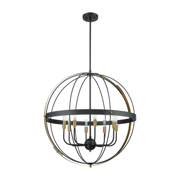 Atlas Caldwell 32" Wide 8-Light Chandelier - Modern Transitional Design in Matte Black & Satin Brass Finish CL11105-BK