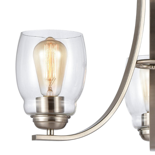 Atlas Calistoga 3-Light Indoor Chandelier - Elegant Brushed Nickel Fixture with Clear Glass Shades CL11106-NK