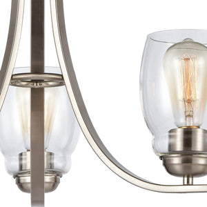 Atlas Calistoga 3-Light Indoor Chandelier - Elegant Brushed Nickel Fixture with Clear Glass Shades CL11106-NK