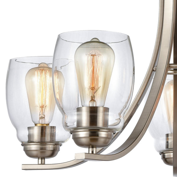 Atlas Calistoga 5-Light Chandelier - Elegant Clear Glass Shades for Modern Interiors and Ambient Lighting Brushed Nickel 25'' CL11107-NK