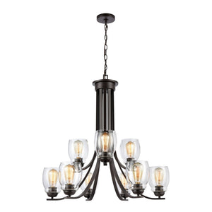 Atlas Calistoga 5-Light Chandelier - Elegant Clear Glass Shades for Modern Interiors and Ambient Lighting Oil Rubbed Bronze CL11108-BZ