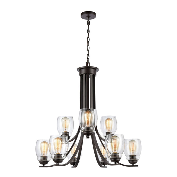 Atlas Calistoga 5-Light Chandelier - Elegant Clear Glass Shades for Modern Interiors and Ambient Lighting Oil Rubbed Bronze CL11108-BZ