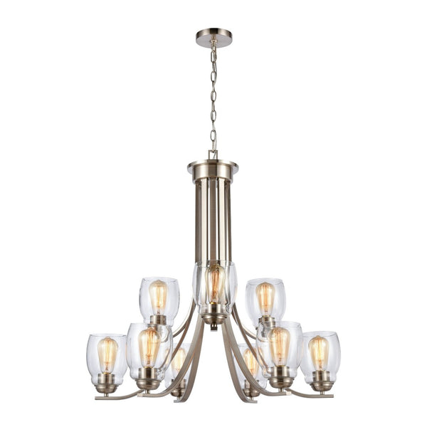 Atlas Calistoga 5-Light Chandelier - Elegant Clear Glass Shades for Modern Interiors and Ambient Lighting Brushed Nickel 30.5'' CL11108-NK