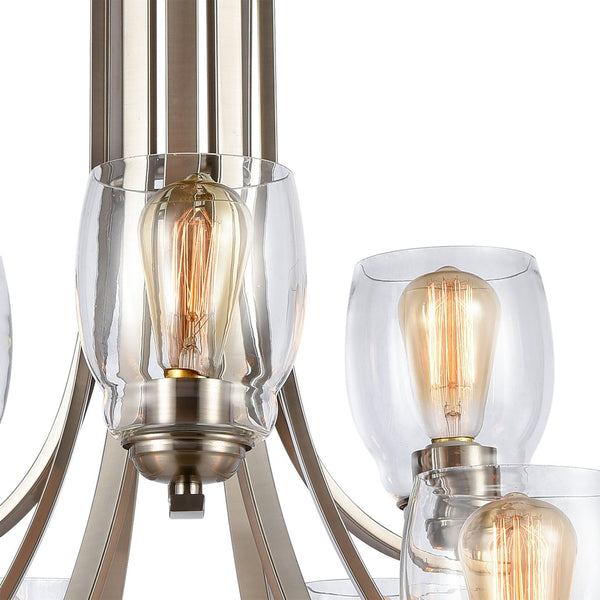 Atlas Calistoga 5-Light Chandelier - Elegant Clear Glass Shades for Modern Interiors and Ambient Lighting Brushed Nickel 30.5'' CL11108-NK