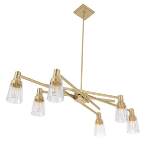 Atlas Carnival 49.5'' Wide 6-Light Chandelier – Modern Elegance with Clear Glass Shades for Any Space Satin Brass CL11111-BS