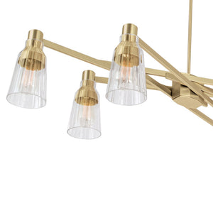 Atlas Carnival 49.5'' Wide 6-Light Chandelier – Modern Elegance with Clear Glass Shades for Any Space Satin Brass CL11111-BS