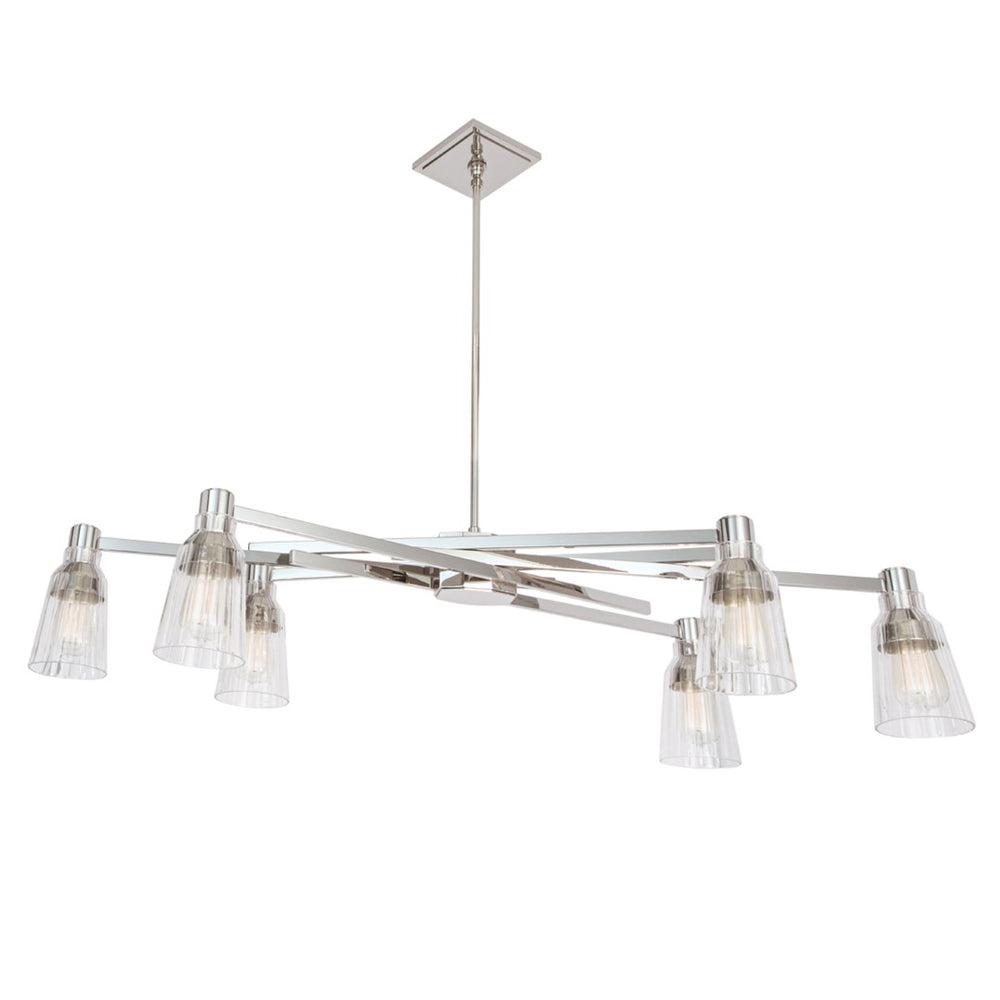 Atlas Carnival 49.5'' Wide 6-Light Chandelier – Modern Elegance with Clear Glass Shades for Any Space Polished Nickel CL11111-NK