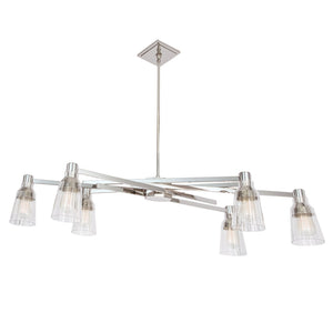 Atlas Carnival 49.5'' Wide 6-Light Chandelier – Modern Elegance with Clear Glass Shades for Any Space Polished Nickel CL11111-NK