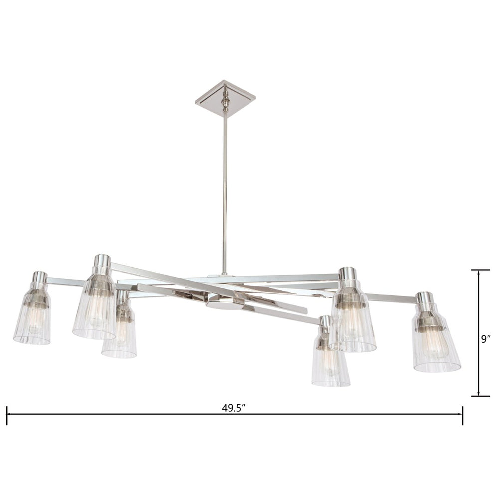 Atlas Carnival 49.5'' Wide 6-Light Chandelier – Modern Elegance with Clear Glass Shades for Any Space Polished Nickel CL11111-NK