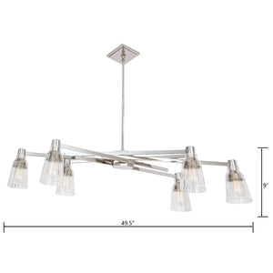 Atlas Carnival 49.5'' Wide 6-Light Chandelier – Modern Elegance with Clear Glass Shades for Any Space Polished Nickel CL11111-NK