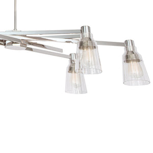 Atlas Carnival 49.5'' Wide 6-Light Chandelier – Modern Elegance with Clear Glass Shades for Any Space Polished Nickel CL11111-NK