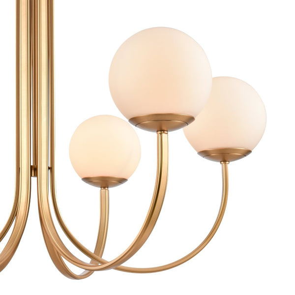 Atlas Caroline Modern 6-Light Chandelier - Sculptural Design with Opal White Glass for Elegant Interiors Brushed Gold 32'' CL11112-GD
