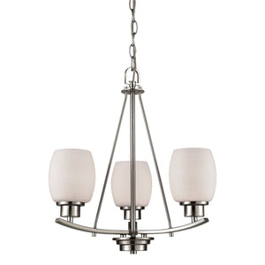 Atlas Casual 3-Light Chandelier with Opal Glass Shades - Elegant Indoor Lighting for Any Space Brushed Nickel 17'' CL11116-NK
