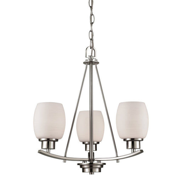 Atlas Casual 3-Light Chandelier with Opal Glass Shades - Elegant Indoor Lighting for Any Space Brushed Nickel 17'' CL11116-NK