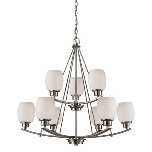 Atlas Casual 3-Light Chandelier with Opal Glass Shades - Elegant Indoor Lighting for Any Space Brushed Nickel 29'' CL11118-NK