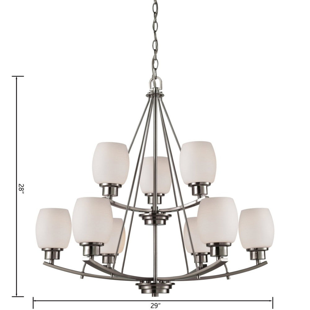 Atlas Casual 3-Light Chandelier with Opal Glass Shades - Elegant Indoor Lighting for Any Space Brushed Nickel 29'' CL11118-NK