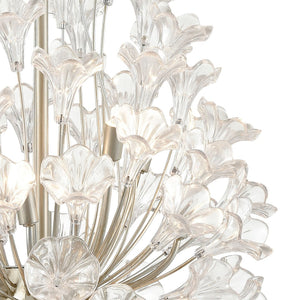 Atlas Celene Elegant 12-Light Chandelier with Floral Glass Shades for Stunning Indoor Illumination Aged Silver 22'' CL11120-SV