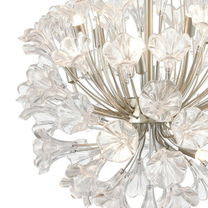 Atlas Celene Elegant 12-Light Chandelier with Floral Glass Shades for Stunning Indoor Illumination Aged Silver 22'' CL11120-SV