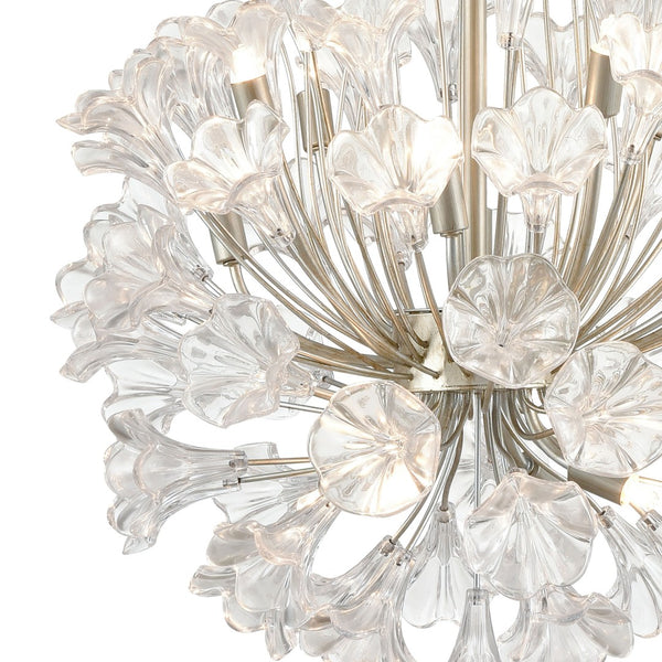 Atlas Celene Elegant 12-Light Chandelier with Floral Glass Shades for Stunning Indoor Illumination Aged Silver 22'' CL11120-SV