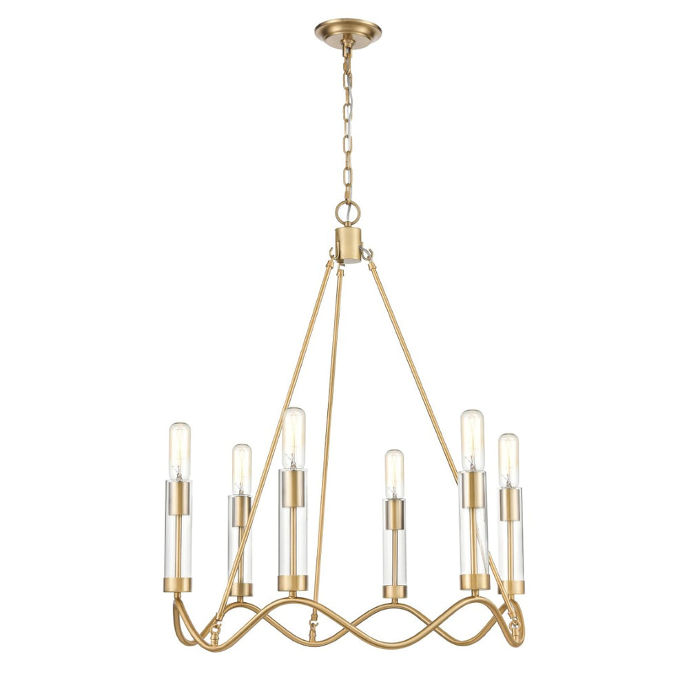 Atlas Celsius 27" Wide 6-Light Chandelier - Modern Satin Brass Fixture for Elegant Living Spaces CL11121-BS