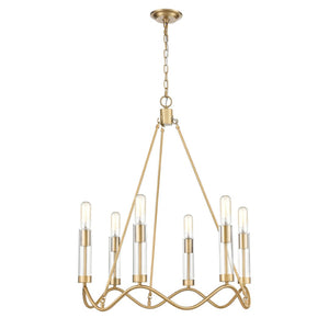 Atlas Celsius 27" Wide 6-Light Chandelier - Modern Satin Brass Fixture for Elegant Living Spaces CL11121-BS