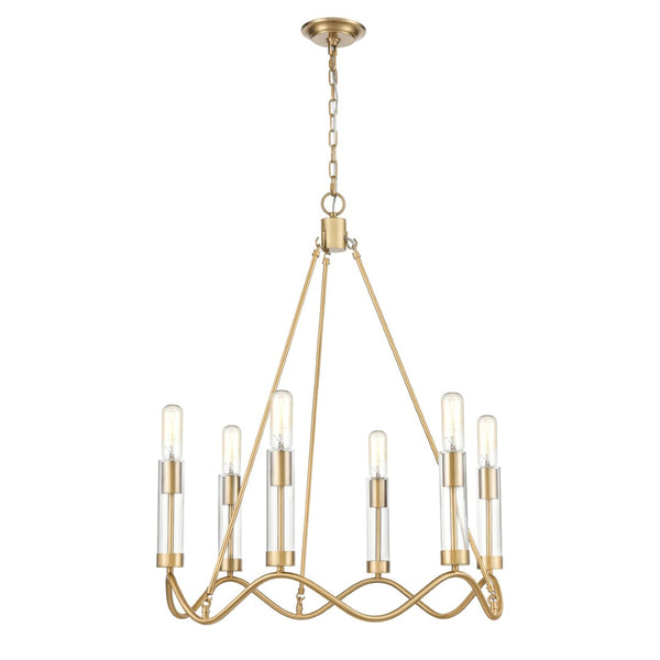 Atlas Celsius 27" Wide 6-Light Chandelier - Modern Satin Brass Fixture for Elegant Living Spaces CL11121-BS