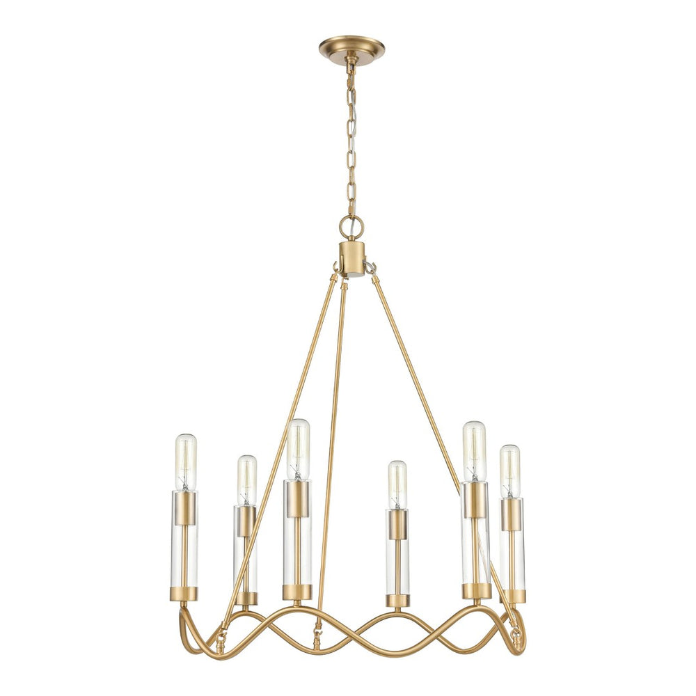 Atlas Celsius 27" Wide 6-Light Chandelier - Modern Satin Brass Fixture for Elegant Living Spaces CL11121-BS