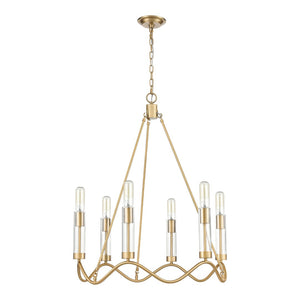 Atlas Celsius 27" Wide 6-Light Chandelier - Modern Satin Brass Fixture for Elegant Living Spaces CL11121-BS