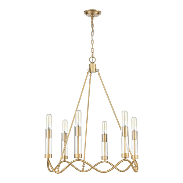 Atlas Celsius 27" Wide 6-Light Chandelier - Modern Satin Brass Fixture for Elegant Living Spaces CL11121-BS