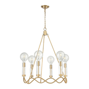 Atlas Celsius 27" Wide 6-Light Chandelier - Modern Satin Brass Fixture for Elegant Living Spaces CL11121-BS