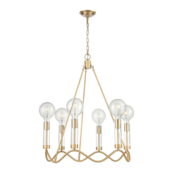Atlas Celsius 27" Wide 6-Light Chandelier - Modern Satin Brass Fixture for Elegant Living Spaces CL11121-BS
