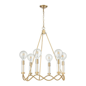 Atlas Celsius 27" Wide 6-Light Chandelier - Modern Satin Brass Fixture for Elegant Living Spaces CL11121-BS