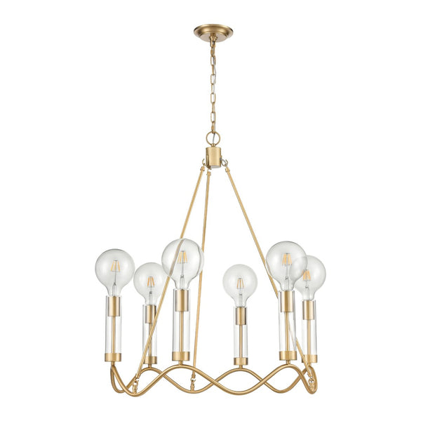 Atlas Celsius 27" Wide 6-Light Chandelier - Modern Satin Brass Fixture for Elegant Living Spaces CL11121-BS