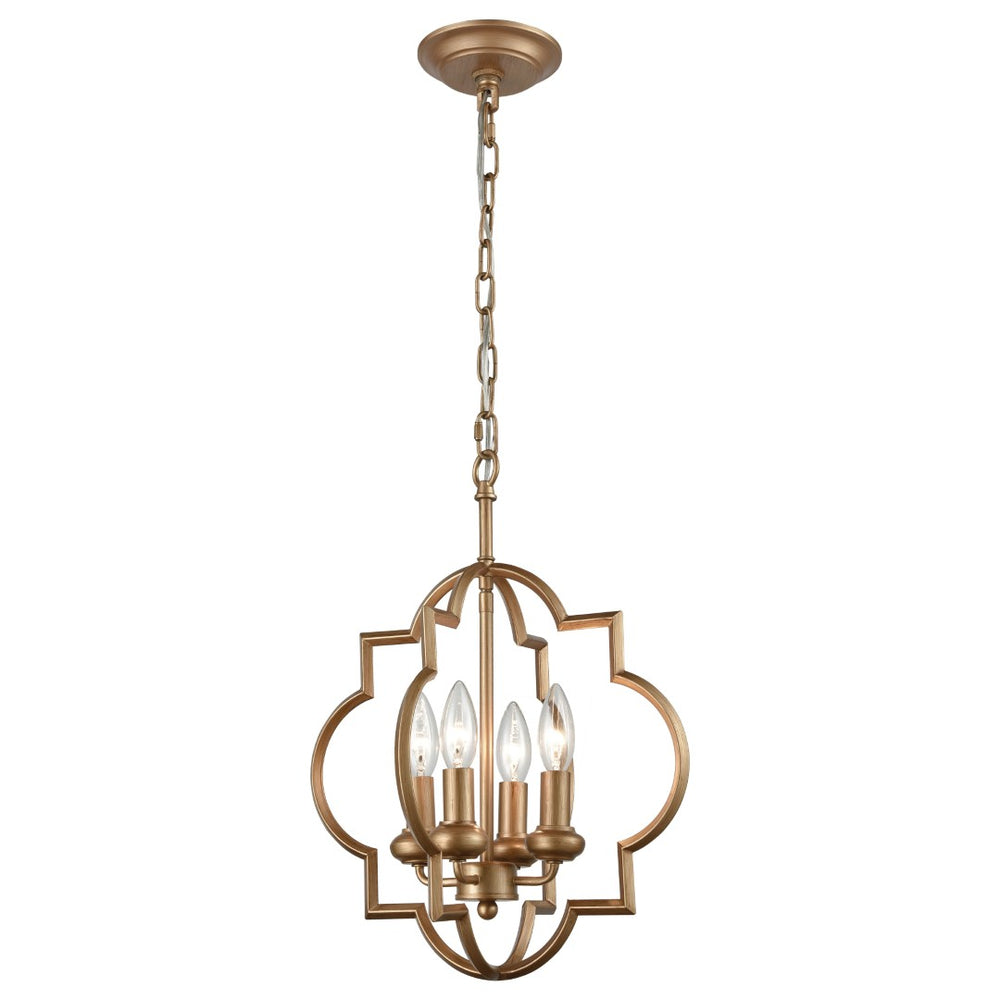 Atlas Chandette 14-Inch Wide 4-Light Chandelier - Timeless Quatrefoil Design for Elegant Ambiance Matte Gold CL11122-BS
