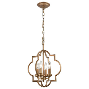 Atlas Chandette 14-Inch Wide 4-Light Chandelier - Timeless Quatrefoil Design for Elegant Ambiance Matte Gold CL11122-BS