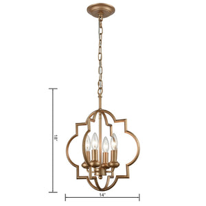 Atlas Chandette 14-Inch Wide 4-Light Chandelier - Timeless Quatrefoil Design for Elegant Ambiance Matte Gold CL11122-BS